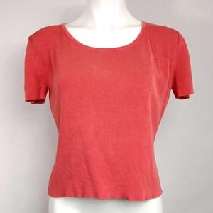 Ann Taylor silk crop ribbed sweater top